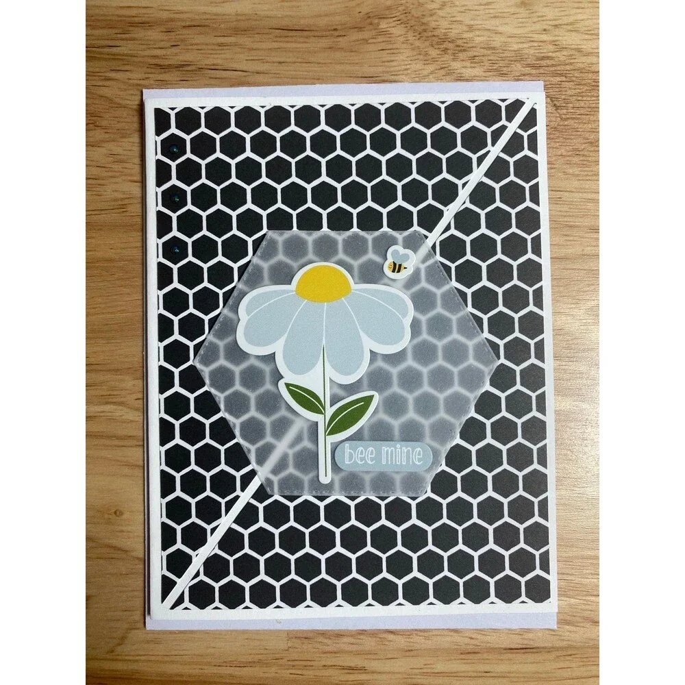 Bee & Flowers Greeting Card – Handmade A2 Card – All Occasion Blank Card